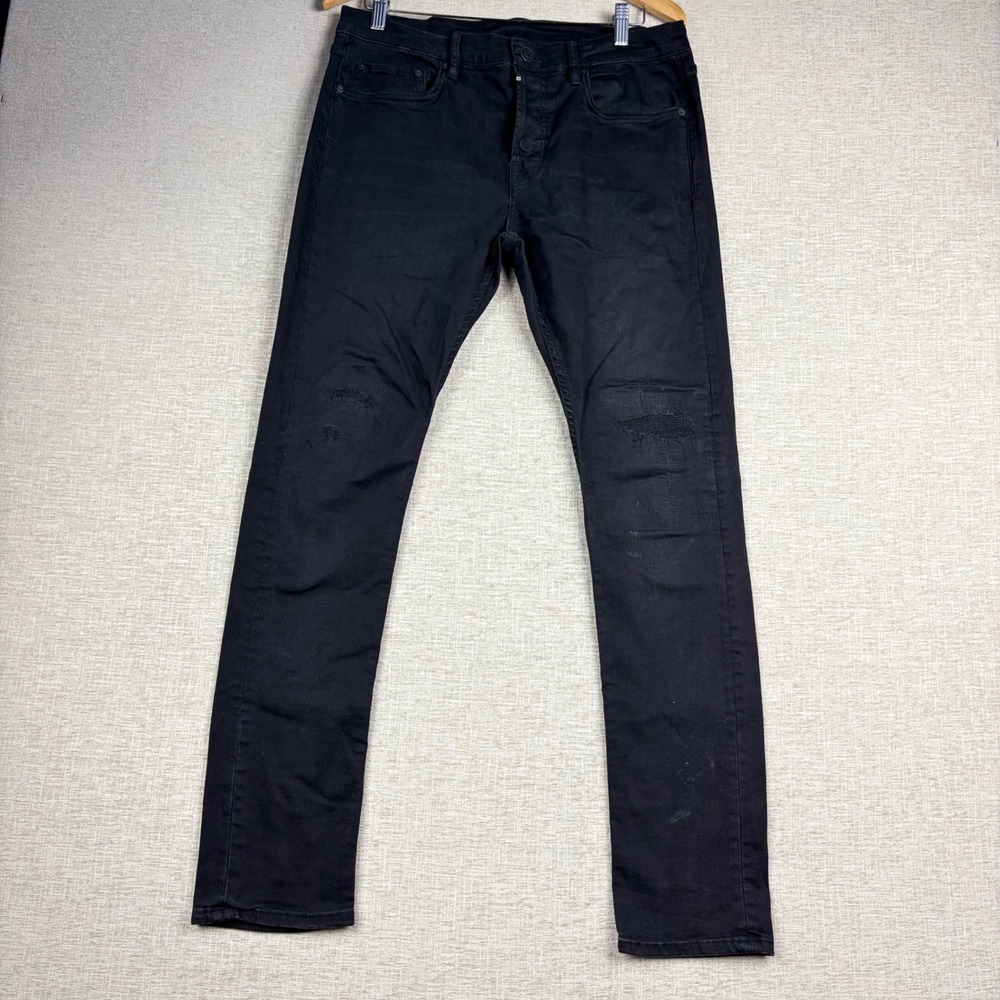 AllSaints Cigarette Distressed Slim Tapered Jeans Black W32 L30